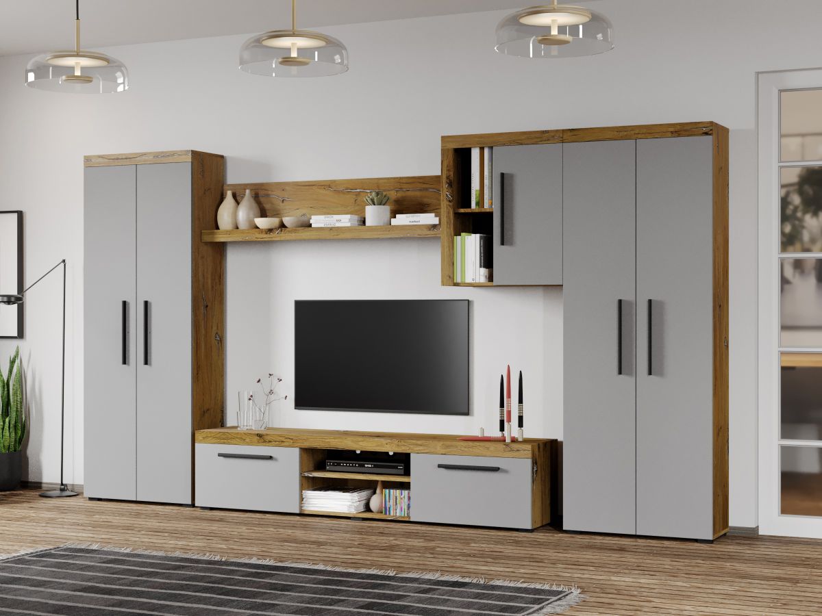 Set Mobila Living Odell Flagstaff Oak/Gri C02