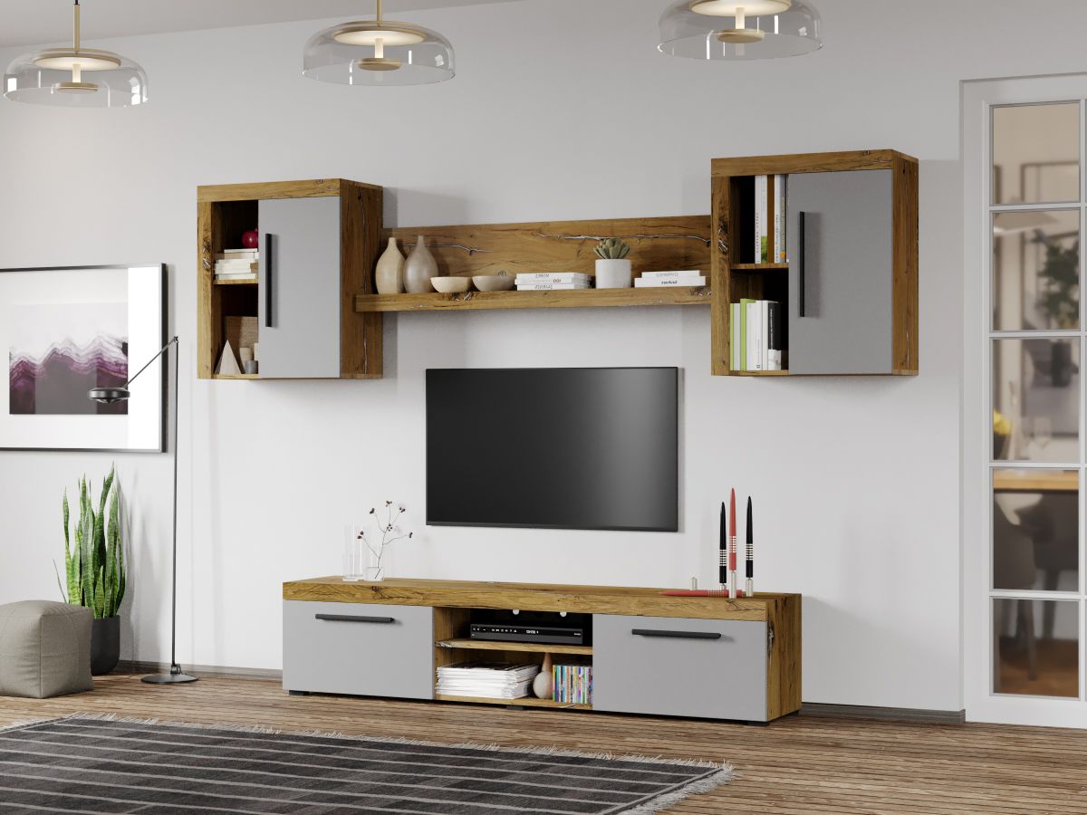 Set Mobila Living Odell Flagstaff Oak/Gri C04