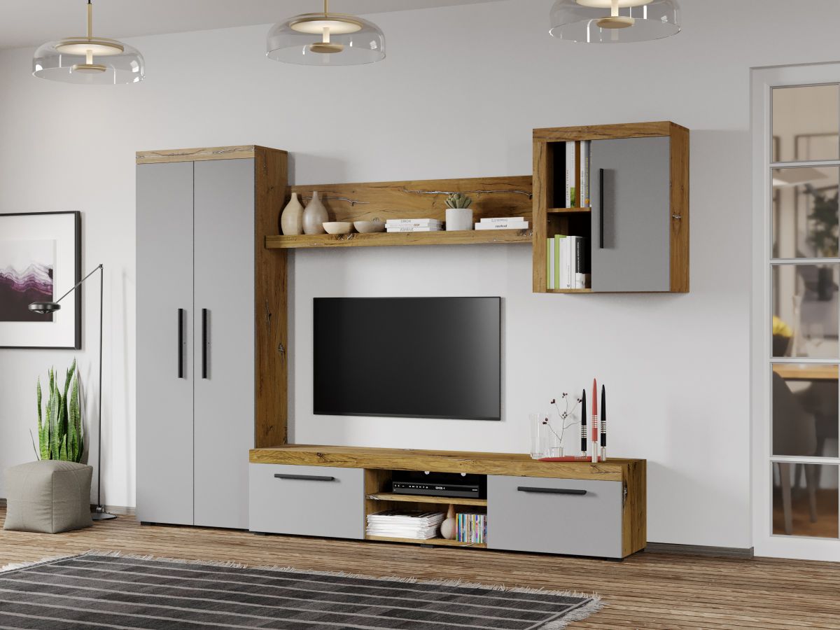 Set Mobila Living Odell Flagstaff Oak/Gri C12